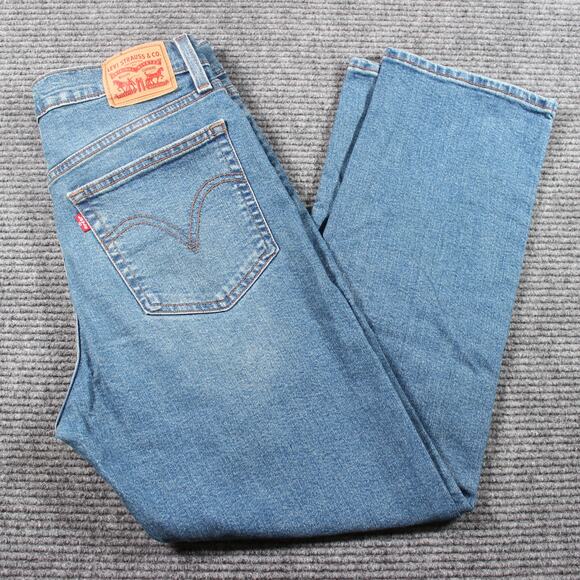 Levi’s Wedgie Straight Women’s Jeans W30 L28 Button Fly High Rise Blue - Picture 1 of 8